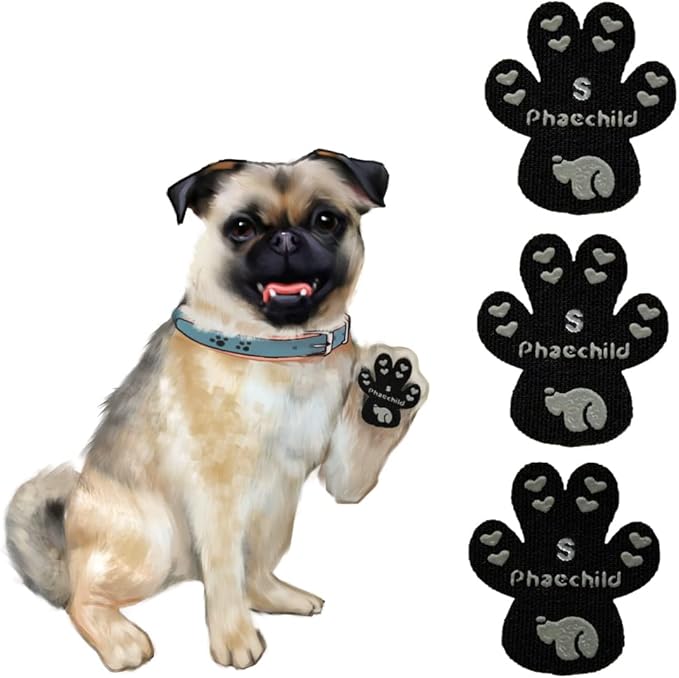Dog Paw Pads Anti-Slip Grips,Dog Paw Protectors for Senior Dogs on Hot Pavement,Provides Traction to Keep Them from Slipping on Smooth Floors 20 sets-80 Pads Black S-PurrikoPets