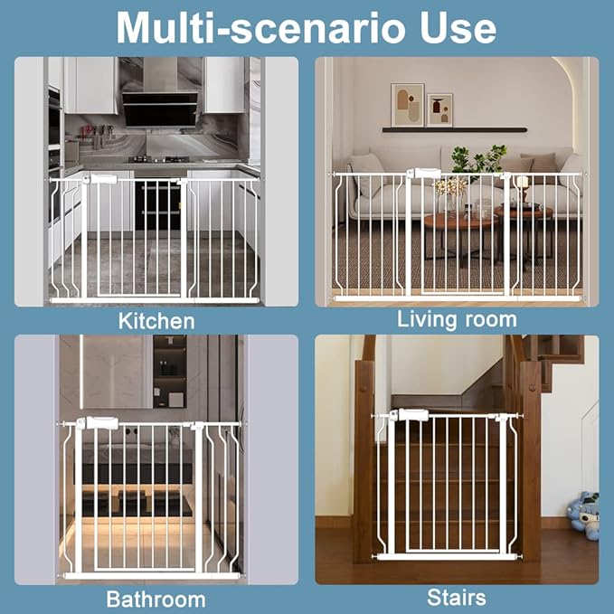 Extra Wide Baby Gate 14.17in Wide Extensions Walk Through Baby Gate Pressure Mount Auto Close Child Safety Gates (White, Extension-14.17"/36cm)-PurrikoPets