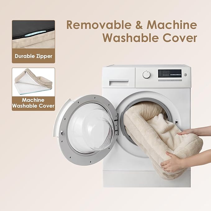 EHEYCIGA Memory Foam Dog Bed for Medium Size, Orthopedic Dog Sofa with Sides and Waterproof Liner, Washable Bolster Pet Couch with Removable Cover, 35x22x6.5 Inch, Beige-PurrikoPets