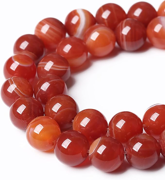 90PCS 4mm Natural Red Striped Agate Beads Round Loose Gemstone Beads for Jewelry Making DIY Bracelet Necklace 15 Inch,Energy Stone Healing Power (Red Striped Agate Beads, 4mm)