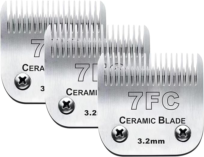 3pcs 7FC Blades Dog Grooming Replacement Blades Compatible with Andis Dog Clipper,Ceramic Blade & Stainless Steel Blade-PurrikoPets