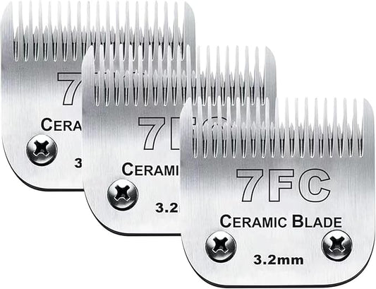 3pcs 7FC Blades Dog Grooming Replacement Blades Compatible with Andis Dog Clipper,Ceramic Blade & Stainless Steel Blade-PurrikoPets