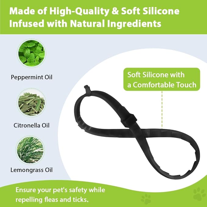 4 Pack Flea and Tick Collar for Cats, Natural Plant Oil Formula Cat Flea Collar Provides 32-Month Protection for Flea Tick Prevention, Waterproof & Adjustable Cat Flea Treatment for Most Cats-PurrikoPets