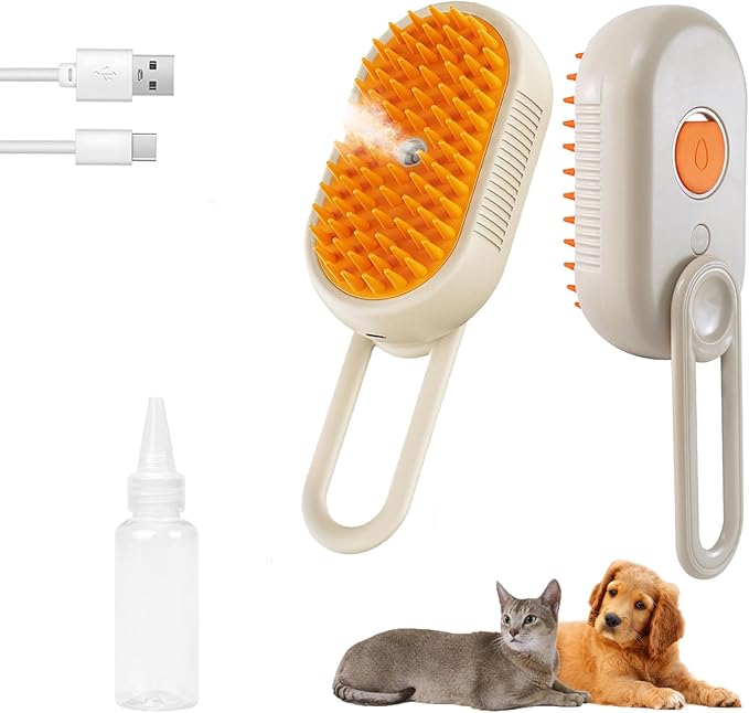 4-in-1 Cat Steam Brush for Shedding & Grooming, Spray Hair Removal Comb, Cat Brush for Massage, Pet Grooming Comb Hair Removal Tool for Cats and Dogs-PurrikoPets