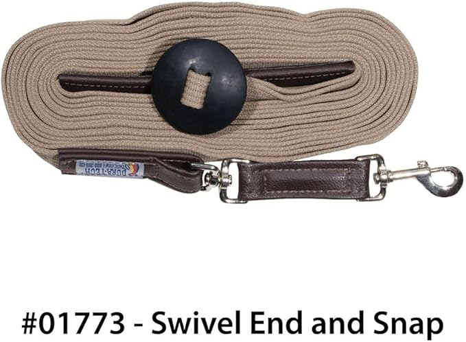 Dura-Tech German Web Cord Lunge Line for Horses | Soft Grip Ribbed Webbing | Lightweight & Durable | Nickel-Plated Snap or Chain Options | Lunch Line with Swivel End and Snap-PurrikoPets