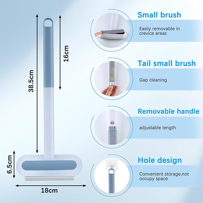 4 in 1 Pet Hair Removal Tool, Multifunctional Pet Hair Remover, Cat and Dog Hair Remover Brush Reusable with 23in Long Handle for Furniture, Couch, Carpet, Clothes-PurrikoPets
