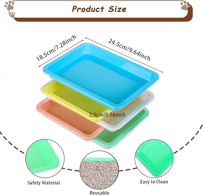 5pcs Kitten Litter Box, Small Cat Litter Box with Scooper, Small Litter Pan Low Entry Shallow Plastic Litter Tray Portable Cat Waste Tray Open Travel Kitten Boxes for Small Pet Rabbit Newborn Cat-PurrikoPets