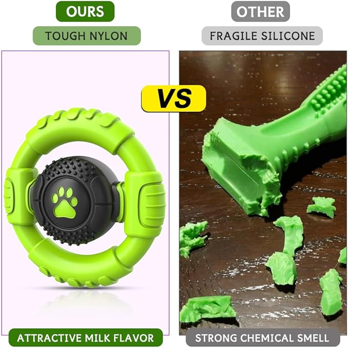 Dog Toys for Aggressive Chewers Large Medium Small Breed Indestructible Durable Tough Squeaky Dog Chew Toys to Keep Them Busy Nylon Rubber Interactive Dog Toys-PurrikoPets