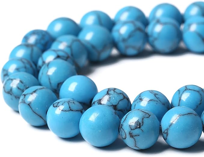 38PCS 10mm Natural Stone Beads Blue Turquoise Round Loose Gemstone Beads for Jewelry Making DIY Bracelet Necklace 15 Inch,Energy Stone Healing Power