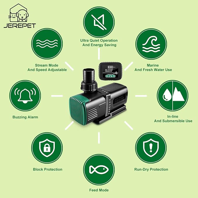 4800GPH Aquarium 36V DC Water Pump with Controller, 105W Submersible and Inline Return Pump for Fish Tank,Fountains,Sump,Hydroponic,Pond,Freshwater and Marine Water Use,25FT Max Lift-PurrikoPets