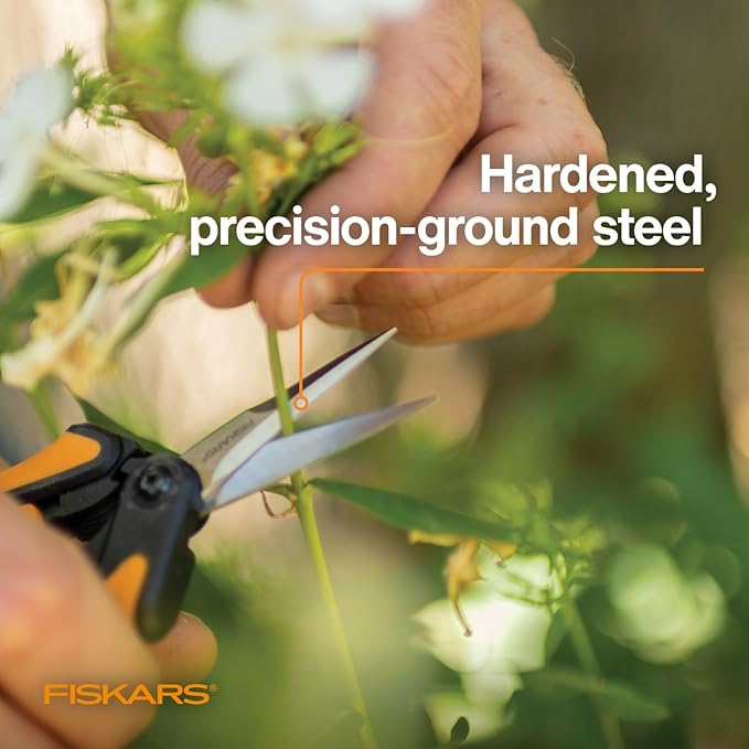 Fiskars Micro-Tip Pruning Snips - 6" Garden Shears with Sheath and Comfort Grip - Sharp Steel Blades - Quality Pruning Shears for Plants in Grow Tents and Hydroponics - Garden Tools-PurrikoPets