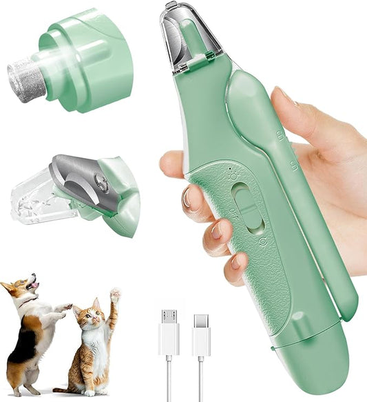 Dog Nail Clippers & Cat Nail Clipper with Catcher, 2 in 1 Dog Nail Trimmers & Grinder with Light for Large Small Dogs Cats,Silent Groom Pro Claw Trimmer, Rechargeable Dogs Nails Grinder Quiet-PurrikoPets