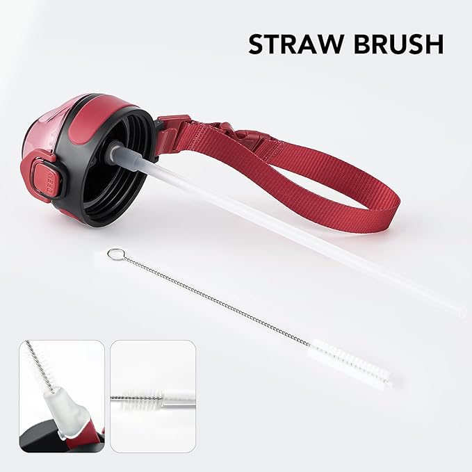 Enerbone 32 oz Insulated Water Bottle, Stainless Steel Bottle with Carrying Strap, Double-Wall Vacuum Insulation Design, Leakproof Sports Bottle with Straw, Keep Drinks Cold or Hot for Hours-PurrikoPets