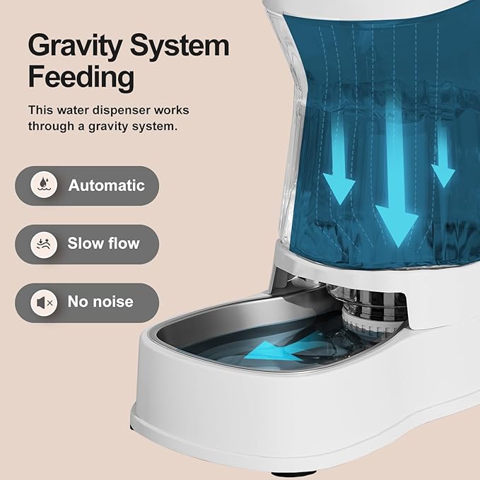 Gardner Pet Automatic Dog Water Dispenser Gravity Stainless Steel Water Waterer Feeder, 100% BPA-Free Large Capacity Water Feeding Bowls for Medium & Large-Sized Dogs Cats Other Pets -(1 Gallon)-PurrikoPets