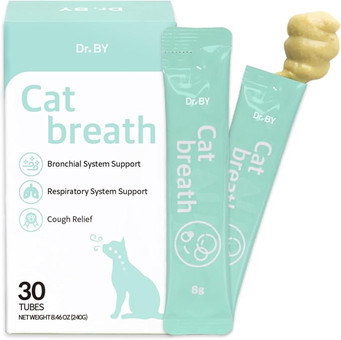 Dr.by Cat Breath Bronchial Supplements Cat Sneezing Treatment Asthma Cold Cough Nose Relief Respiratory&Immune Support with TF-343-30 lickable Formula Individually Packaged, Chicken (1 Pack (8.5OZ))-PurrikoPets