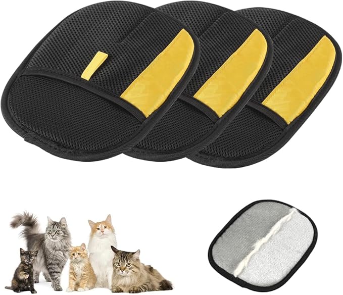 Electrostatic Gloves Pet Hair Removal Glove for Cats & Dogs, 2025 New Pet Hair Remover Glove for Couch, Furniture, Carpet, Curtain, Washable Reusable Animal Fur Removal Tool (3PCS)-PurrikoPets