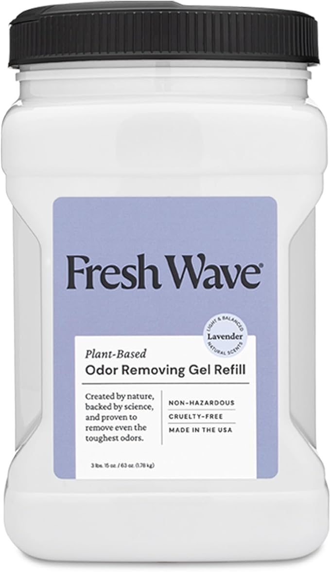 Fresh Wave Lavender Odor Removing Gel Refill, 63 oz. - Safer Odor Absorbers for Home, Natural Plant-Based Odor Eliminator, Every 15 oz. lasts 30-60 Days, For Cooking, Trash & Pets-PurrikoPets