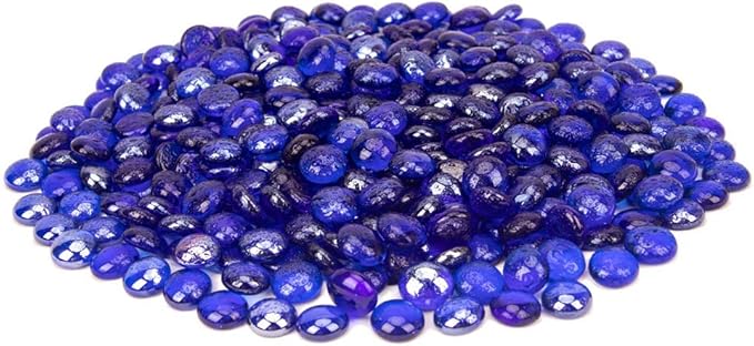 18 LB Fire Glass Beads Fireglass Drops for Gas Fire Pit Fireplace Cobalt Blue Luster Reflective Decorative Glass Gems Rocks Pebbles Stone for Vase Fillers Aquarium Fish Tank Decoration (Cobalt Blue)-PurrikoPets
