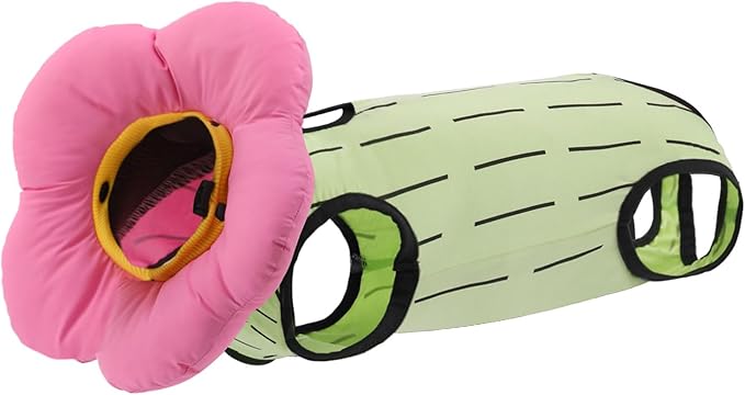 EMUST Cute Cat Recovery Suit and Adjustable Flower Cone Collar Set - Soft Surgical Suit for Abdominal Wounds, Cat Cones After Surgery for Female Kittens Under 4lb (Green)-PurrikoPets