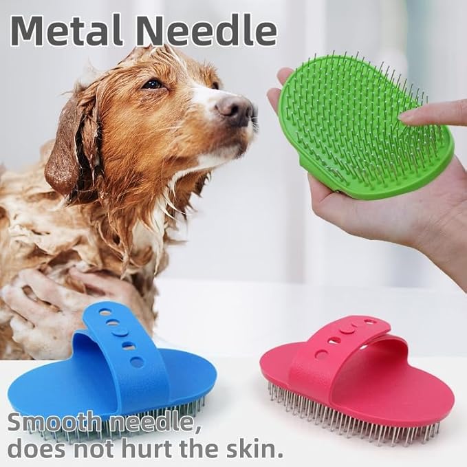 4-Pack Silicone Cat Brush Set, Pet Scratcher and Massager – Adjustable Pet Deshedding Brush, Bath Brush for Cats and Dogs, Suitable for Furniture Legs & Corners (Needle Style - 2PCS (Blue + Green))-PurrikoPets