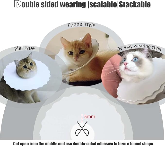 4Pcs Soft Cat Cone, Collar for Cats to Stop Licking, Lightweight, Disposable & Hygienic with Weekly Throwing Design, Multiple Wearing Methods (S/M/L)-PurrikoPets