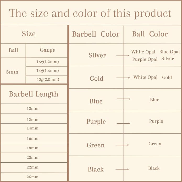 AROWRO Nipple Piercing Jewelry G23 Titanium Nipple Rings Tongue Rings Nipple Bar 14G Internally Threaded Straight Barbells Bridge Piercing Jewelry 12mm-20mm