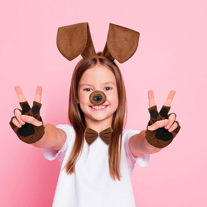 6 Pcs Puppy Costume for Women Include Dog Ears Headband,Bow Tie Tail Nose Paw Gloves and Tutu Skirt for Halloween-PurrikoPets