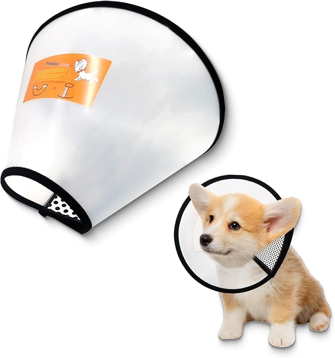 Adjustable Dog Cone Collar After Surgery Soft Cone of Shame Alternatives for Dog Cat Puppy Plastic Elizabethan Collar for Dogs from Licking Biting Scratching Wounds(S,Neck:7.1-8.7in)-PurrikoPets
