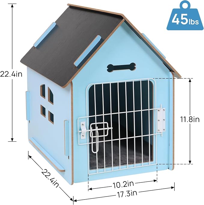 Dog House Indoor for Small Dogs or Cats, Cozy Wooden Design, Small Indoor Bed House, with Air Vents and Elevated Floor Warm Dog Cave-PurrikoPets