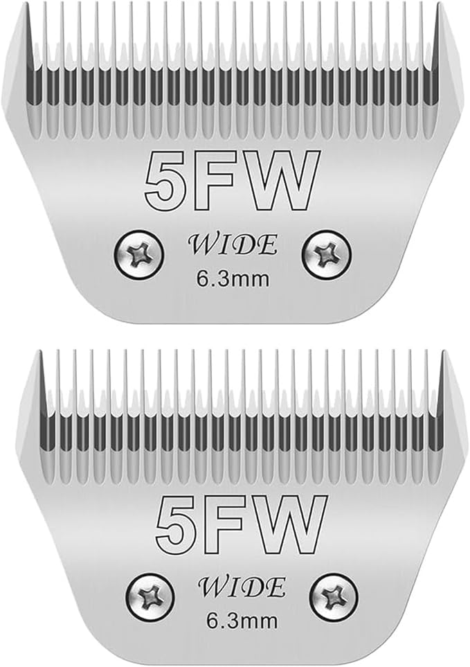 2PCS 5FW Wide Blades for Dog Grooming Blades Compatible with Andis,Oster A5,Wahl km10 Dog Clippers,Size-#5FW, 1/4-Inch Cut Length (6.3mm)(2pcs #5FW)-PurrikoPets