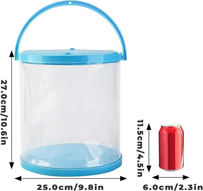Foldable Small Aquarium, Portable Fish Tank, Fish Transport Container, Plasitc Fish Bowl, Beginner Tank, Great Concept for Catching and Release Critters, Beach, Pool and Lake-PurrikoPets