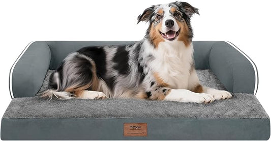 Extra Large Dog Bed-Orthopedic Waterproof XL Dog Bed for XLarge Extra Big Dogs - Foam Couch Sofa Washable with Removable Cover-Dark Grey-PurrikoPets
