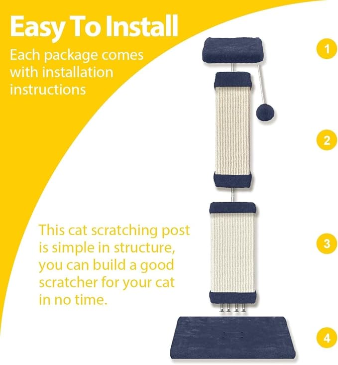 AGYM Cat Scratching Post, 32 Inch Cat Scratch Post for Cats and Kittens, Protect Your Furniture and Exercise Cats, Nature Sisal Modern Cat Scratcher for Indoor Cats, Blue-PurrikoPets
