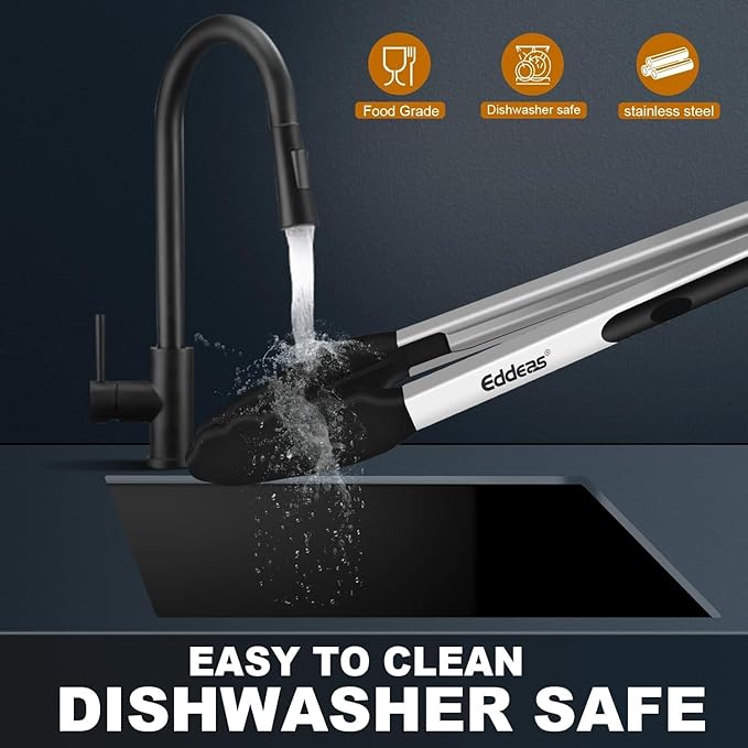 17 & 12 Inch Extra Long Kitchen Tongs with Silicone Tips, Heat Resistant 600 Degrees Silicone Tong, Stainless Steel Tongs for Cooking, Food, Bbq, Grilling, Barbecue, Dishwasher 2 Pack-PurrikoPets