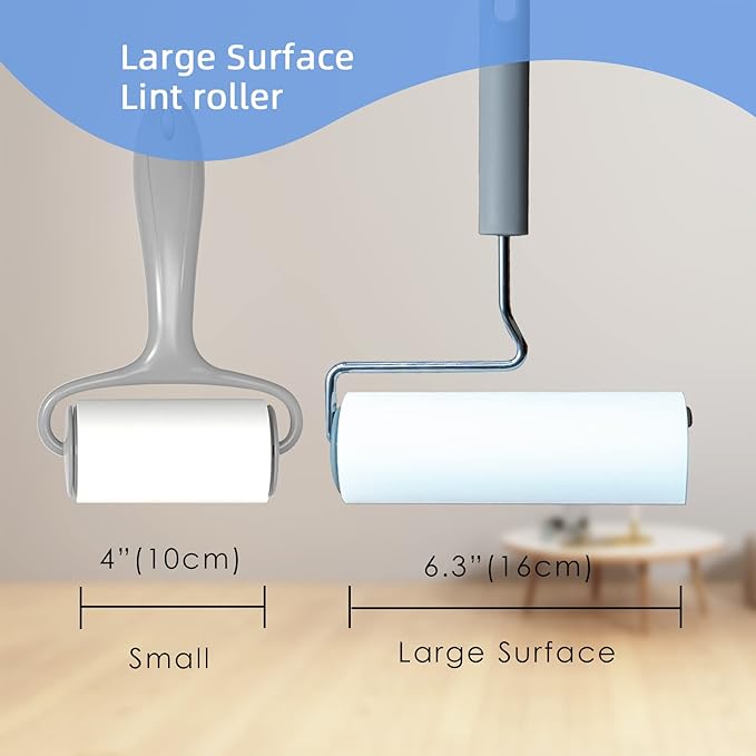 Extra Sticky Large Surface Lint Roller, 6.3'' Giant Lint Roller for Pet Hair, Lint Remover Roller for Cat Hair, Clothes, Furniture (1 Handle + 90 Sheets)-PurrikoPets