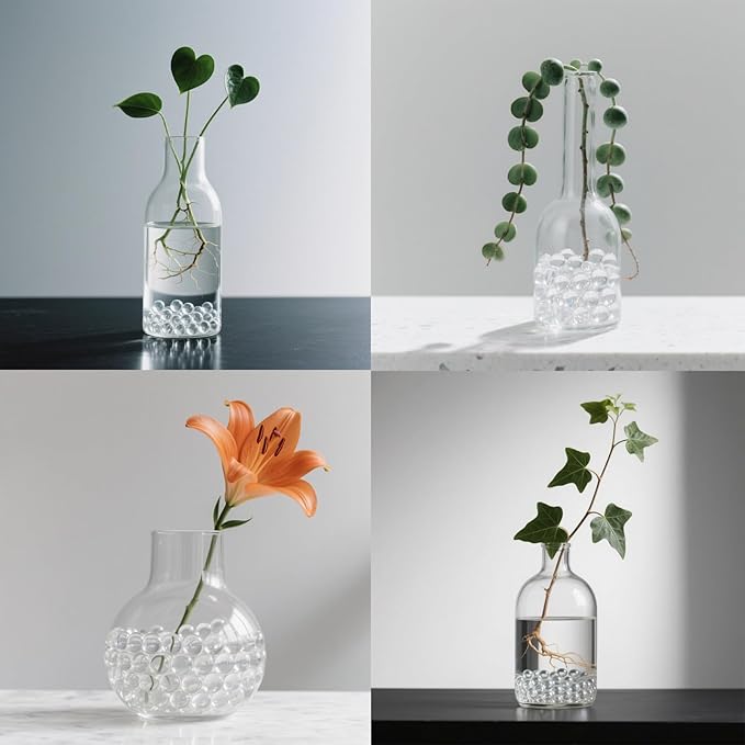 2.16LB Glass Beads Vase Filler Aquarium Gravel Decor Flat Glass Marbles Gems Pebbles Fish Tank Rocks Home Decorative Art Craft - Clear-PurrikoPets