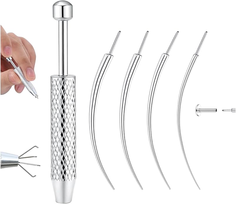 Piercing Taper Ball Grabber Tool for Changing Jewelry - 14G 16G 18G 20G Stainless Steel Flat Back Earrings Applicator Tool Threadless Insertion Pin Thread Body Piercing Kit for Ear Nose Lip