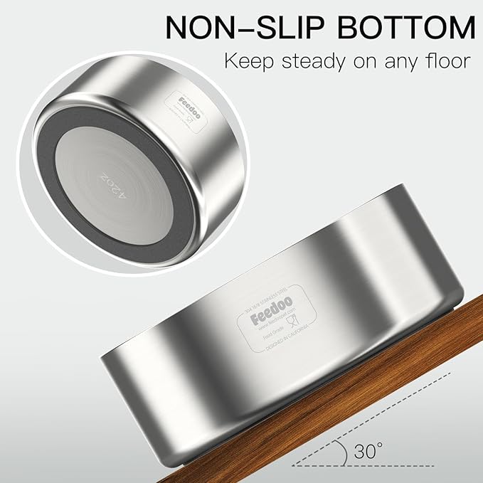 42oz Double Layer 304 Stainless Steel Dog Bowl - Insulated & Durable | Non-Slip Base | Easy to Clean | BPA-Free Safe Dog Food and Water Bowl-PurrikoPets