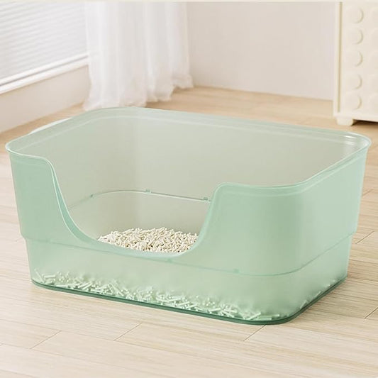 Extra Large Cat Litter Box with Clear Jelly Color,High Sided Litter Box for Big Cats,XL Cat Litter Box for Multiple Cats,Jumbo Cat Litter Box,Giant Kitty Litter Box,Anti-Splashing,Easy to Clean-PurrikoPets