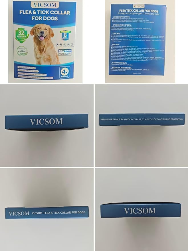 Flea and Tick Collar for Dogs 4 Pack, 32 Months Prevention, Waterproof, Adjustable for Small Medium Large Dogs Puppies (Black and Grey)-PurrikoPets