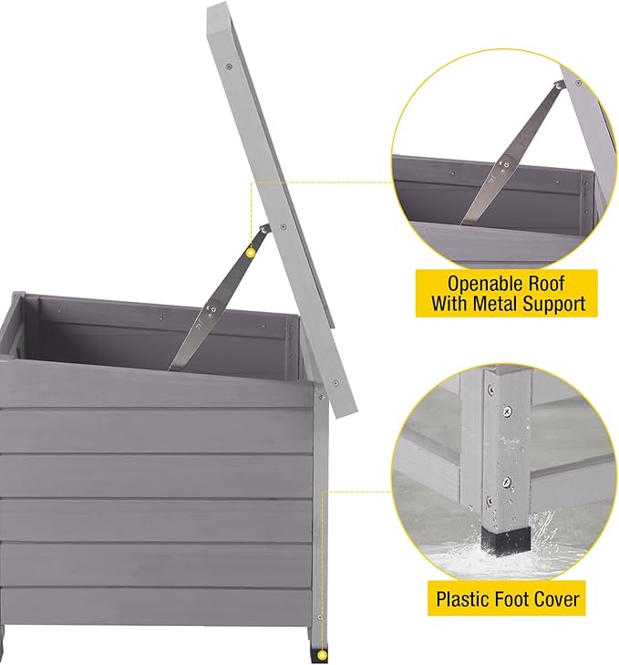 Aivituvin Cat House Waterproof Feral Kitty Shelter Outdoor Indoor Rabbit Hutch for Bunnies,Cats,Dogs and Other Small Animals,Asphalt Roof-PurrikoPets