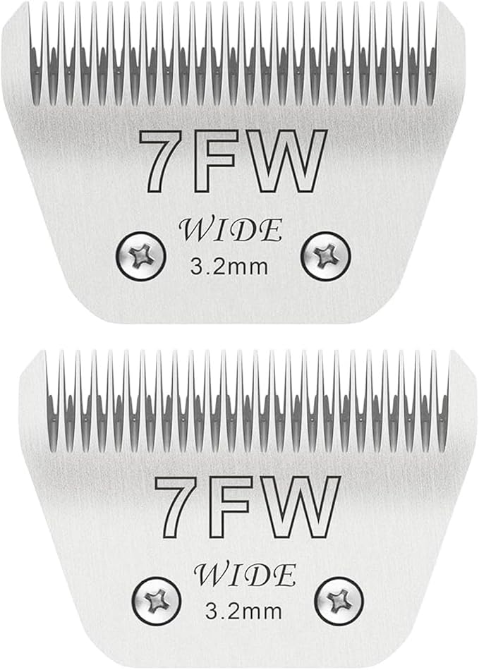 2PCS 7FW Wide Blades for Dog Grooming Blades Compatible with Andis,Oster A5,Wahl km10 Dog Clippers,Size-#7FW, 1/8-Inch Cut Length (3.2mm)(2pcs #7FW)-PurrikoPets