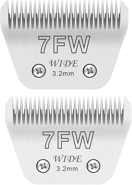 2PCS 7FW Wide Blades for Dog Grooming Blades Compatible with Andis,Oster A5,Wahl km10 Dog Clippers,Size-#7FW, 1/8-Inch Cut Length (3.2mm)(2pcs #7FW)-PurrikoPets