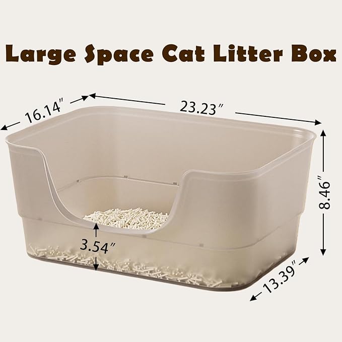 Extra Large Cat Litter Box with Clear Jelly Color,High Sided Litter Box for Big Cats,XL Cat Litter Box for Multiple Cats,Jumbo Cat Litter Box,Giant Kitty Litter Box,Anti-Splashing,Easy to Clean-PurrikoPets