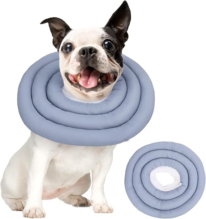Dog Recovery Collar, Breathable Adjustable Soft Dog Cone, Waterproofing Cat Neck Cone, Pet Donut Collar After Surgery (Blue Gray, XL)-PurrikoPets