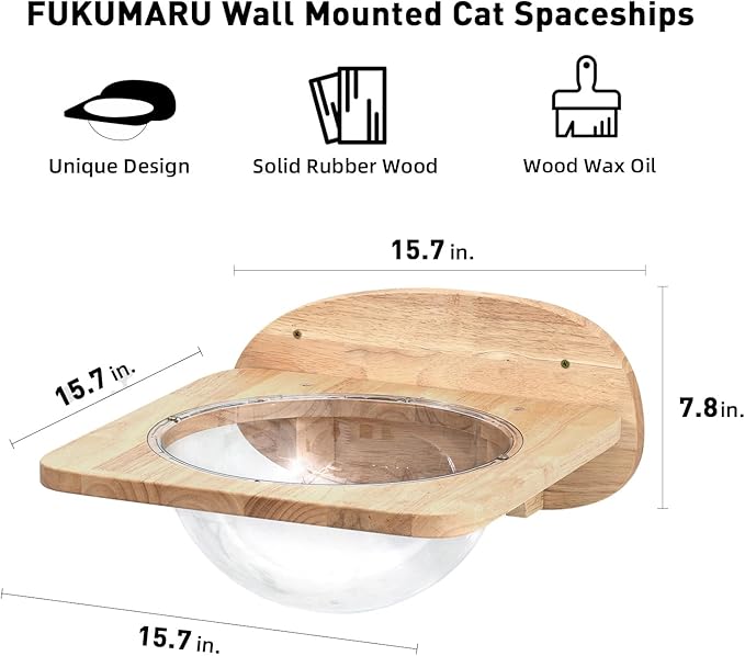 FUKUMARU Cat Wall Furniture Set, Transparent Capsule Kitten Walls Shelves with 2 PCS Pedals - Premium Kitty Bed for Sleeping, Playing, Climbing, and Lounging - Easily Holds Up to 35 Lbs-PurrikoPets