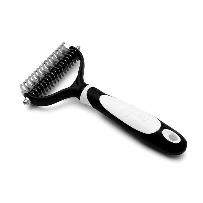 Fuller Brush Dual-Head Dematting Pet Comb - Stainless Steel Teeth with Slightly Sharp Edges - 7 Narrow-Gap & 9 Wider-Gap on Other Side - Use to Remove Stubborn Fur & For Grooming Dogs & Cats-PurrikoPets