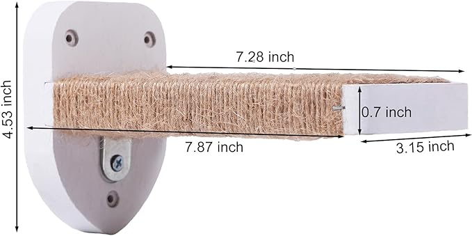 3-in-1 Cat Wall Steps with Hemp Rope, Solid Wood Cat Ladder for Climbing and Playing (Large-White)-PurrikoPets