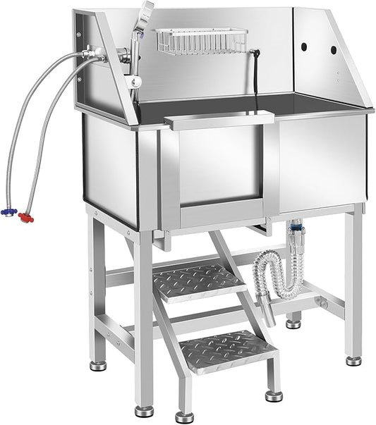 Electric Dog Bathing Station for Large Dogs, Height Adjustable Stainless Steel Dog Pet Washing Station, Professional Dog Grooming Tub with Electric Lift, Pet Wash Bath Station-PurrikoPets