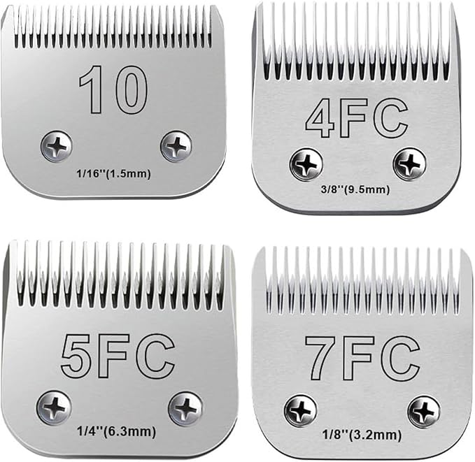 4Pack Dog Grooming Blades Compatible with Andis Dog Clippers,Dog Clipper Blades Compatible with Oster A5,Wahl km10 Dog Clippers for Animal Dog Cat Horse,Stainless-Steel Blade Sharp-PurrikoPets